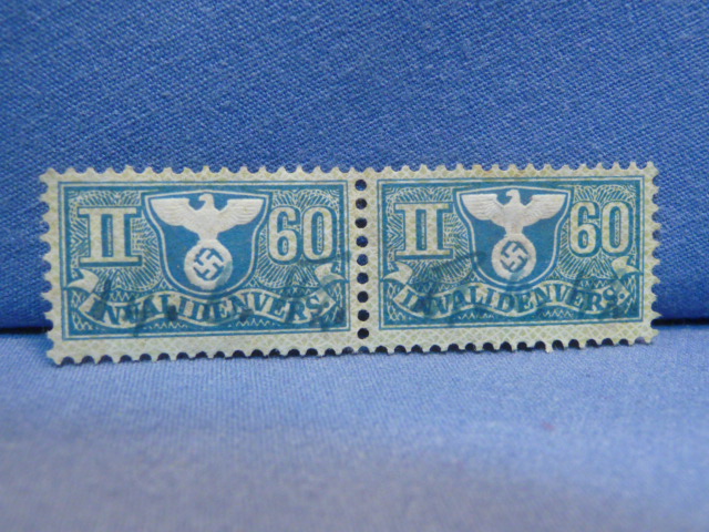 Original Nazi Era German ID/Membership Book Dues Stamps, Set of 2
