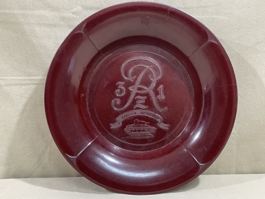 Original WWII Era German Panzer Rgt. 31 Commemorative Bowl, Red Bakelite