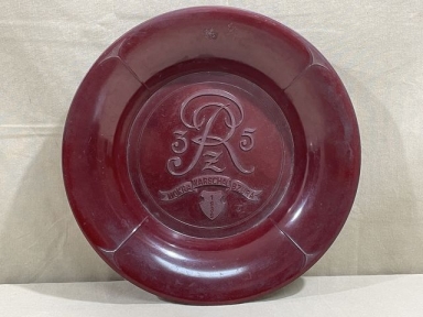 Original WWII Era German Panzer Rgt. 35 Commemorative Bowl, Red Bakelite