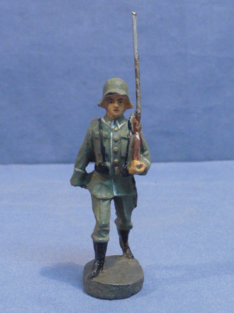 Original Nazi Era German Toy Soldier Marching with Rifle, ELASTOLIN