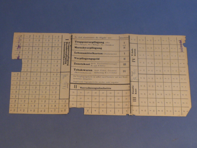 Original WWII German Soldier's Ration Card for Leave, 1945 DATED!