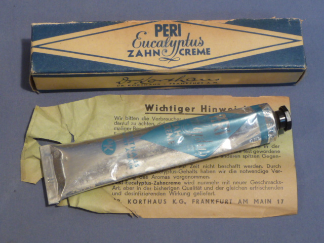 Original WWII German UNUSED War Production PERI Eucalyptus Tooth Paste with Box