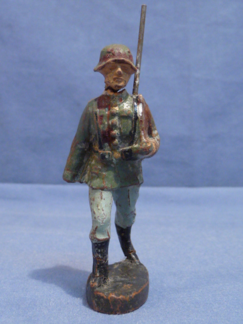 Original Nazi Era German Toy Soldier Marching with Rifle, ELASTOLIN