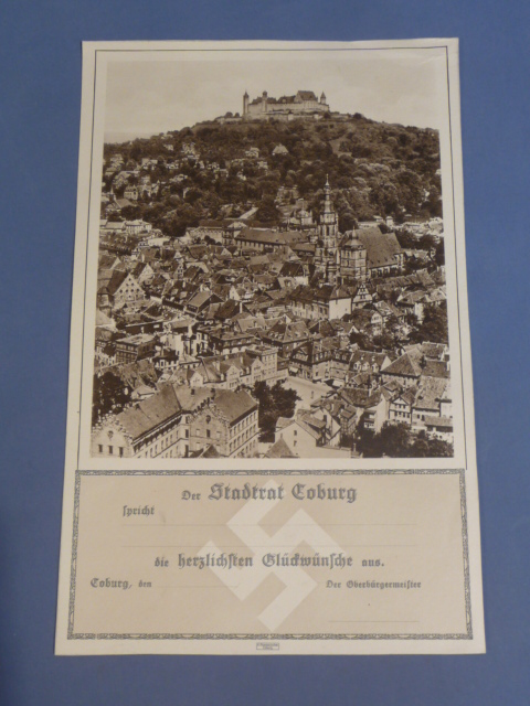 Original Nazi Era German Document from the Town Councilor of Coburg
