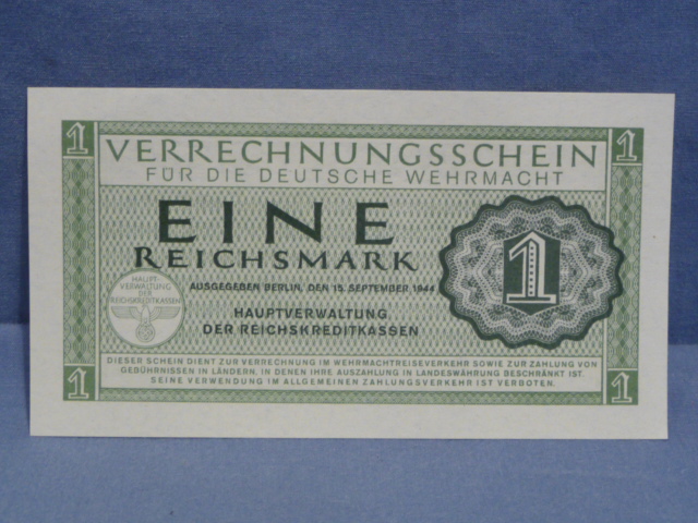 Original WWII German 1 Reichsmark Wehrmacht Payment Certificates, VERRECHNUNGSSCHEIN