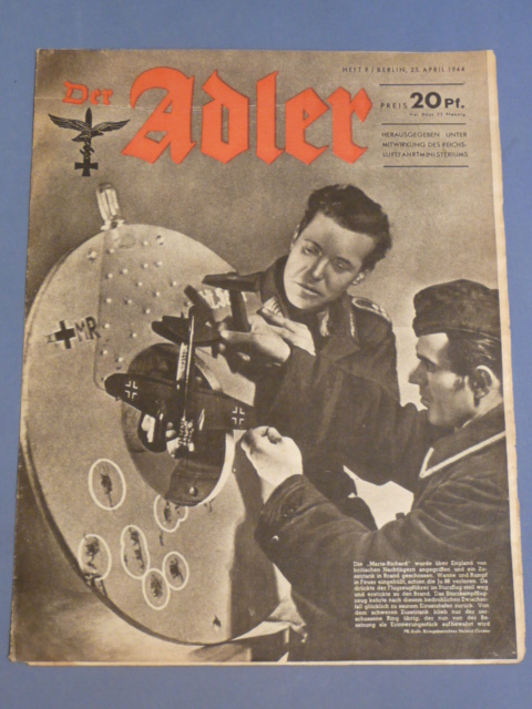 Original WWII German Luftwaffe Magazine Der Adler, April 1944