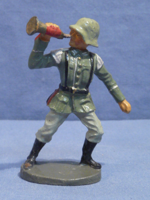 Original Nazi Era German Toy Soldier Signaling the Advance w/Trumpet, ELASTOLIN