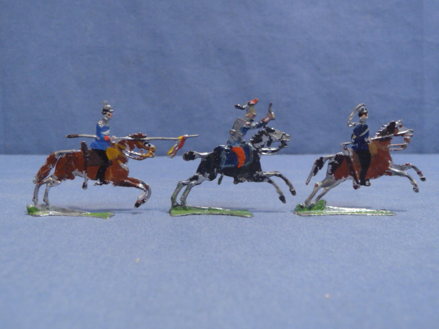 Original WWI German Set of 3 Lead Flats, Horse Soldiers