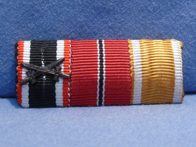 Original WWII German 3 Position Ribbon Bar, War Merit Cross w/Swords