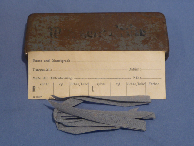 Original WWII German Masken-Brille (Gas Mask Glasses) Case w/Partial Contents