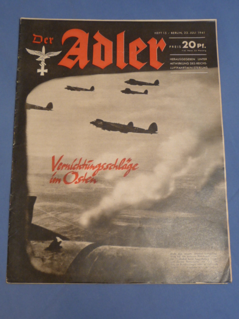Original WWII German Luftwaffe Magazine Der Adler, July 1941
