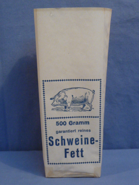 Original WWII Era German Paper Sack for 500 Grams of Pork Fat