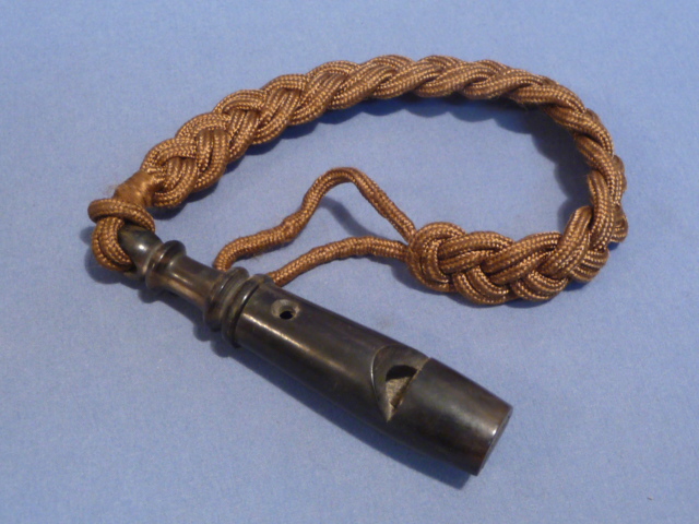Original Nazi Era German Bone Whistle with Chain Lanyard, 2-Tones