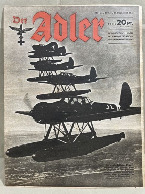 Original WWII German Luftwaffe Magazine Der Adler, December 1943