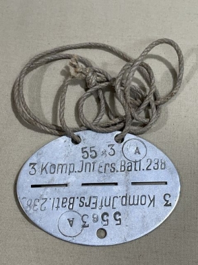 HOLD! Original WWII German ID Tag (Erkennungsmarke) w/Cord, Infantry Replacement Btl. 238