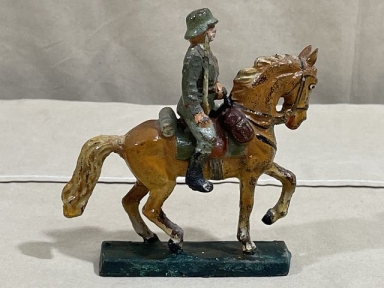 Original Nazi Era German Toy Soldier Cavalry Officer Riding a Horse, LINEOL