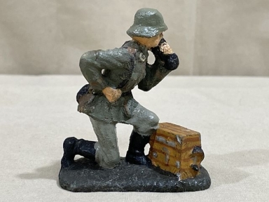 Original Nazi Era German Toy Soldier with Field Phone, LINEOL