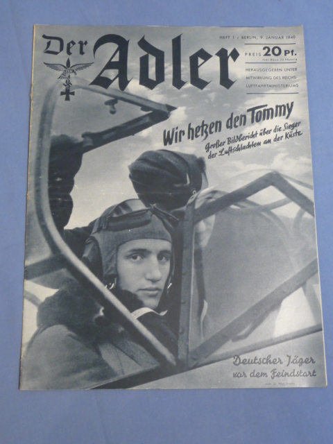 Original WWII German Luftwaffe Magazine Der Adler, January 1940