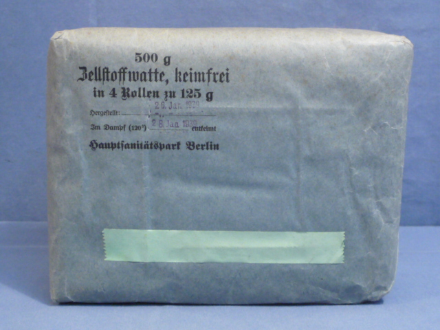 Original WWII German Large Package of Cellulose Wadding, Zellstoffwatte