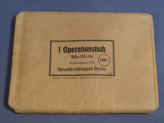 Original WWII German 100 x 175 cm Surgical Drape w/1942 Date, Operationstuch