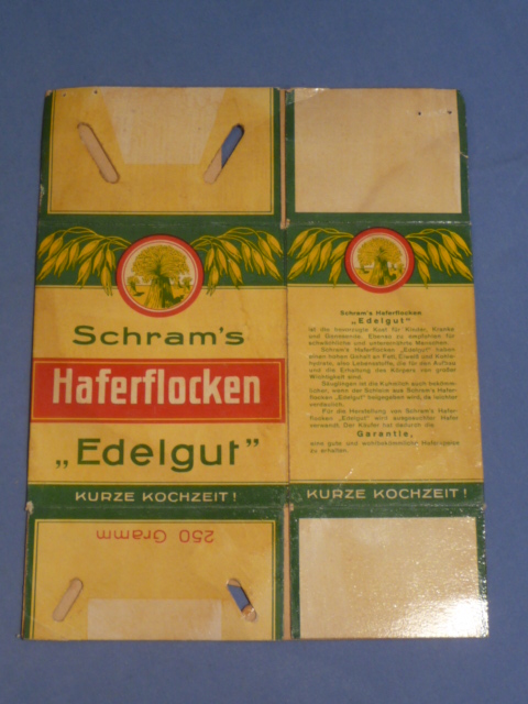 Original WWII Era German Ration Item, Oatmeal Box