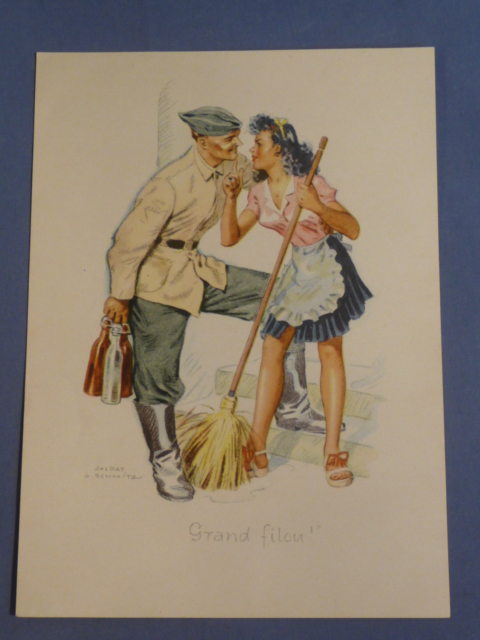 Original WWII German Oh-la-la...! Watercolor Print PIN-UP!!!