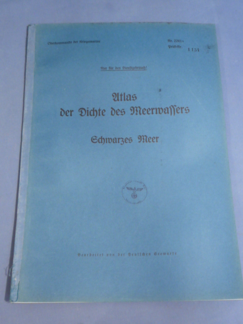 Original WWII German KM Atlas of the Black Sea Density, Atlas der Dichte des Meerwassers