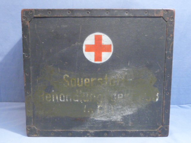 Original WWII German Oxygen Treatment Device 38 Wooden Transit Box
