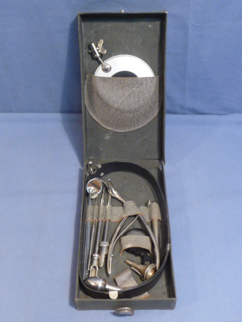 Original WWII German Medical Set, Doctor's Head Mirror Ears Nose & Throat