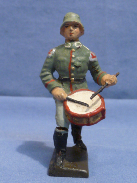 Original Nazi Era German Toy Soldier Marching w/Drum, LINEOL