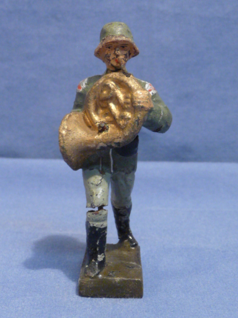 Original Nazi Era German Toy Soldier Marching w/French Horn, LINEOL