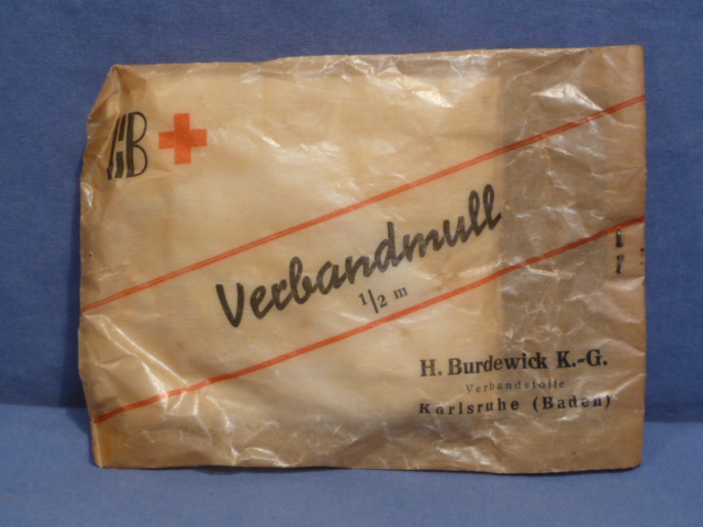 Original WWII German Medical Kit Packet of Gauze, Verbandmull