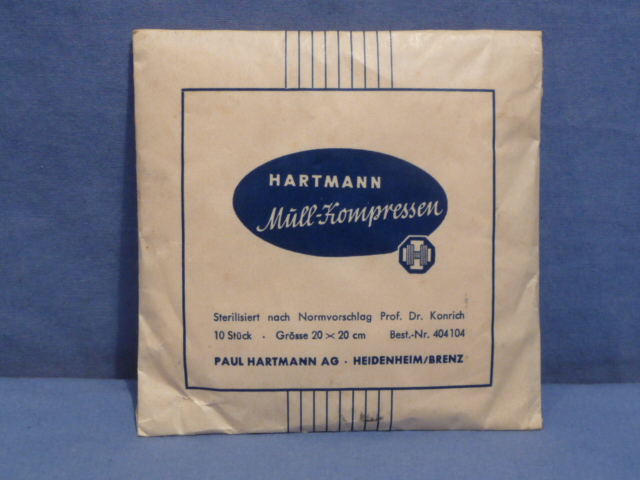 Original WWII German Medical Kit Packet of Gauze Compresses, Mull-Kompressen