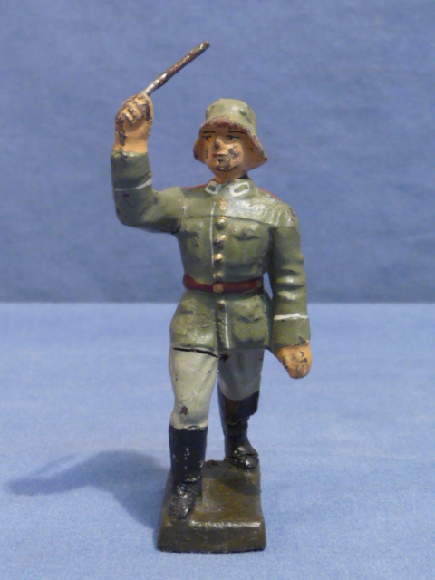 Original Nazi Era German Toy Soldier Marching Band Leader, LINEOL