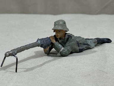 Original Nazi Era German Toy Soldier with MG34 Machine Gun, ELASTOLIN