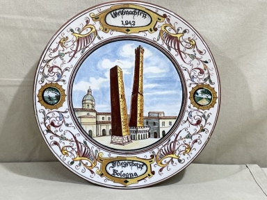 Original WWII German Luftwaffe Christmas 1943 Decorative Plate, Fliegerhorst Bologna Italy