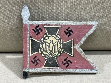 Original Nazi Era German Hand-Painted Wooden Flag Pin, Nebeltruppe