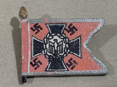 Original Nazi Era German Hand-Painted Wooden Flag Pin, Kraftfahrkampftruppe