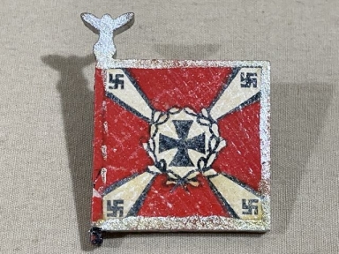 Original Nazi Era German Hand-Painted Wooden Flag Pin, Luftwaffe Flakartillerie