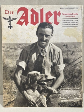 Original WWII German Luftwaffe Magazine Der Adler, October 1942