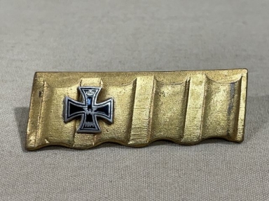 Original WWI German Iron Cross 1st Class On Artillery Shell Rifling Backing