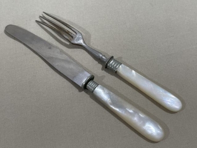 Original Pre-WWII Era German Small Knife & Fork with Mother-of-Pearl Handles