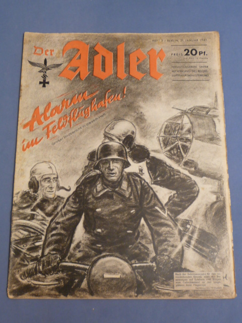 Original WWII German Luftwaffe Magazine Der Adler, January 1941