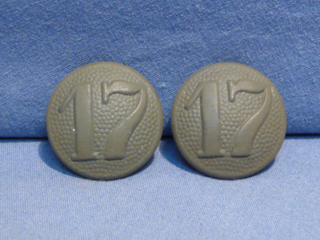 Original WWII Era German Shoulder Strap Buttons Pair WITH 17th Company Numbers!