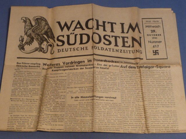 Original WWII German Soldier's Newspaper WACHT IM S�DOSTEN, October 29th 1941
