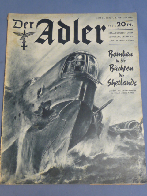 Original WWII German Luftwaffe Magazine Der Adler, February 1940