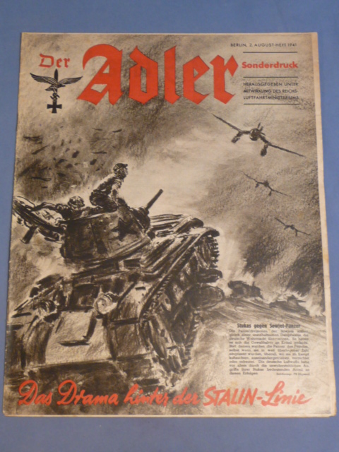 Original WWII German Luftwaffe Magazine Der Adler, August 1941