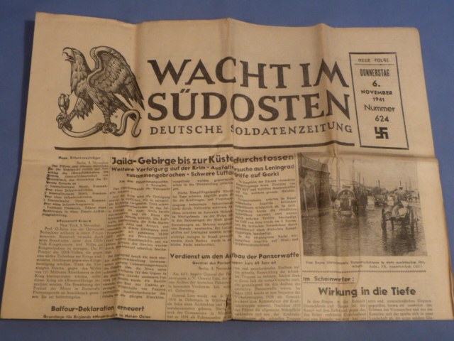 Original WWII German Soldier's Newspaper WACHT IM S�DOSTEN, November 6th 1941