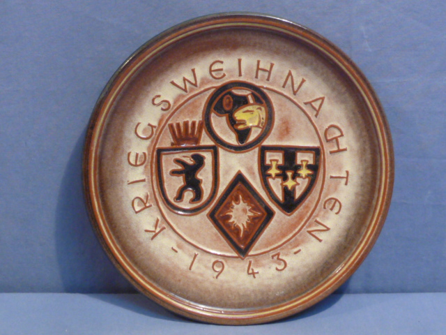 Original WWII German War Christmas 1943 Decorative Plate, KRIEGSWEIHNACHTEN