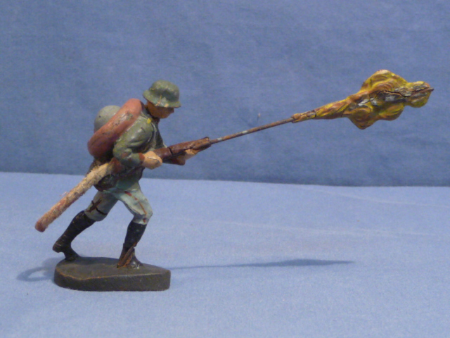 Original Nazi Era German Toy Soldier with FLAME THROWER, ELASTOLIN